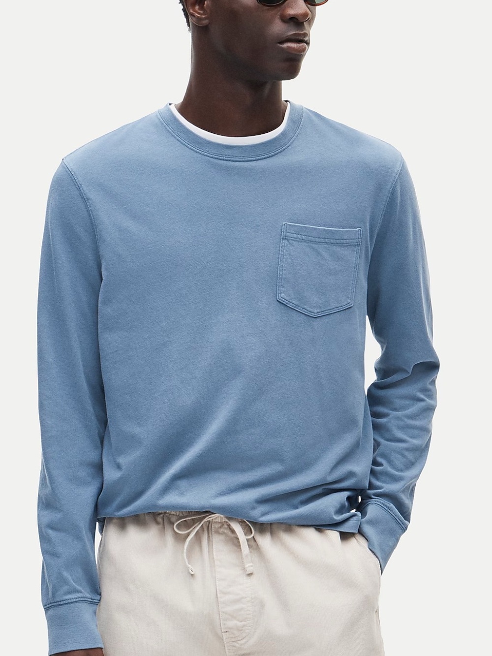 J.Crew Long-sleeve vintage-wash cotton pocket T-shirt
